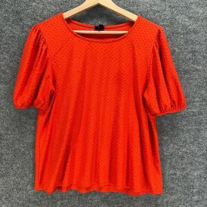 W5 Blouse Women XL Red Short Sleeve Round Neck Pullover Casual Breathable